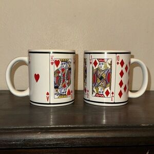 Vintage Trisa Set of 2 Ceramic Playing Card Coffee Mugs